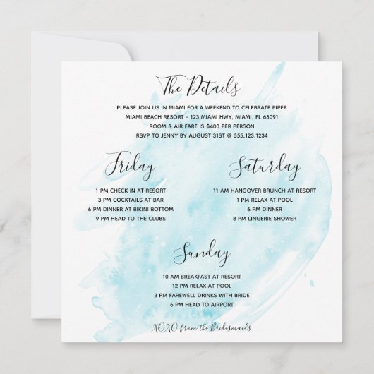 Invitation de week-end de plage pour enterrement d (Dos)