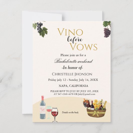 Invitation de week-end enterrement de vie de jeune (Devant)