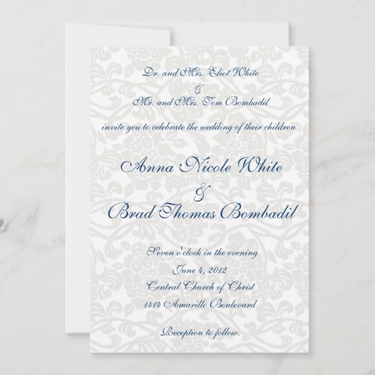 Invitation de White Mariage damassé (Devant)