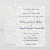 Invitation de White Mariage damassé (Devant / Derrière)