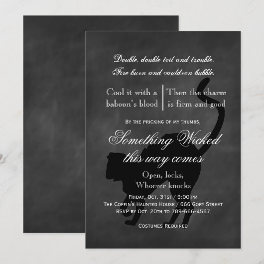 Invitation de Wicked Cat Halloween (Devant / Derrière)