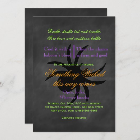 Invitation de Wicked Spider Halloween (Devant / Derrière)