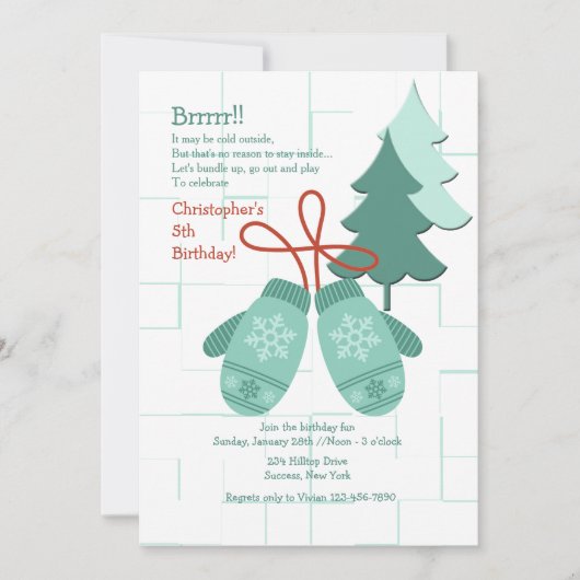 Invitation de Winter Mittens (Devant)