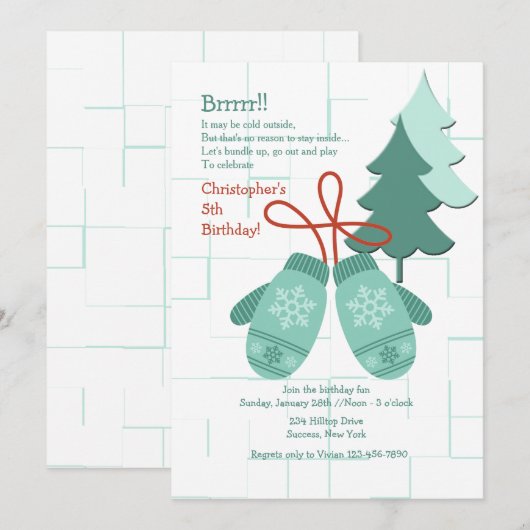 Invitation de Winter Mittens (Devant / Derrière)