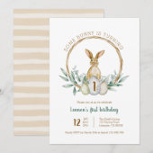 Invitation De Wreath D'Aquarelle Bunny (Devant / Derrière)