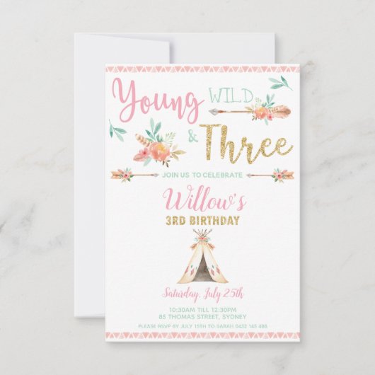 Invitation de Young Wild et de trois Boho d'annive (Devant)