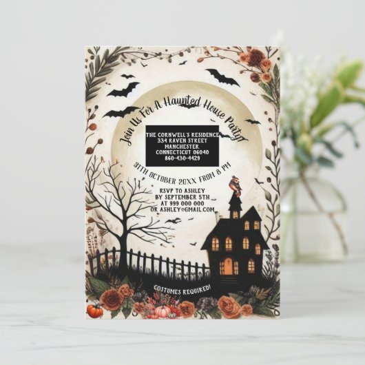 Invitation Dead Tree Citrouilles Haunted House Halloween Part (Debout devant)