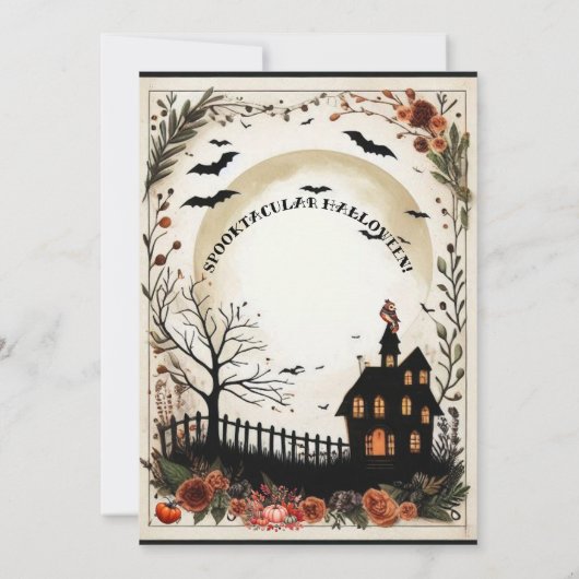 Invitation Dead Tree Citrouilles Haunted House Halloween Part (Dos)