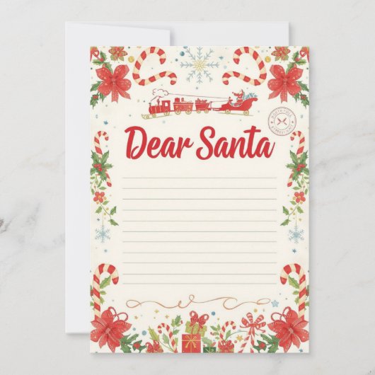 Invitation Dear Santa Letter Template | Kids Christmas (Devant)