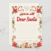 Invitation Dear Santa Letter Template | Kids Christmas (Devant / Derrière)
