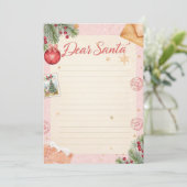 Invitation  Dear Santa Letter Template | Pastel Pink & Gold (Debout devant)