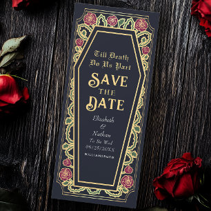 Invitation Death Do Us Part Blue Coffin Gothic Save Date