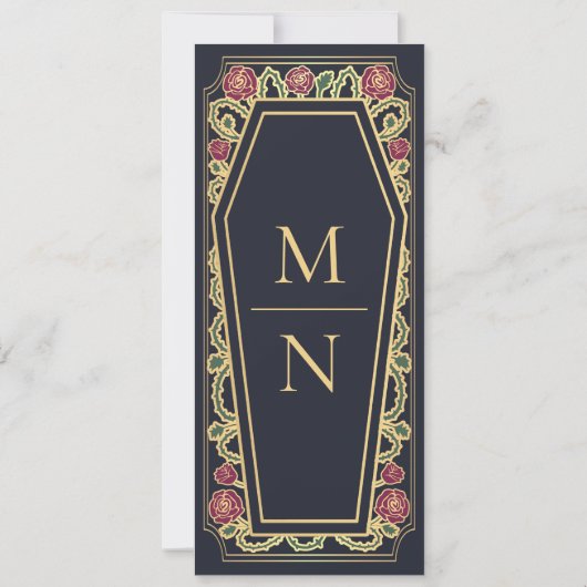 Invitation Death Do Us Part Blue Coffin Gothic Save Date (Dos)