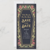 Invitation Death Do Us Part Blue Coffin Gothic Save Date (Devant)