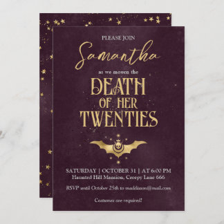 Invitation Death To My Twenties Halloween 30th Birthday Party