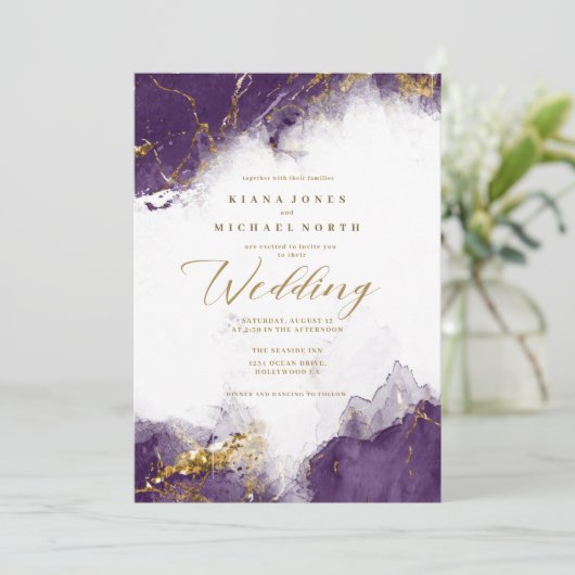 Invitation Debbie U-W Marble Parties scintillant Mariage Plum (Debout devant)