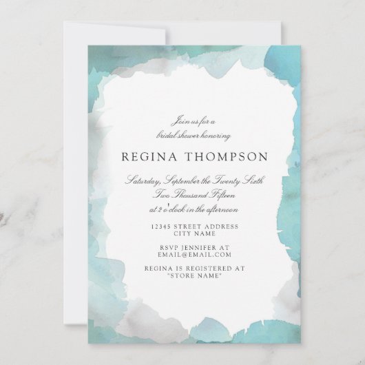 Invitation Debonair Turquoise nuptiale douche (Devant)