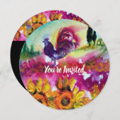 Invitation DÉBORDEMENT ET ROOSTER NOIR Paysage rustique (Devant / Derrière)