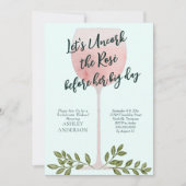 Invitation Déboucher le vin rosé Aquarelle Bachelorette Party (Devant)