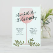 Invitation Déboucher le vin rosé aquarelle pour un anniversai (Debout devant)