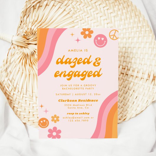 Invitation Déboussolée & Fiancée Fête de Fiançailles Rose & O