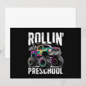 Invitation Début à la maternelle - Camion monstre pour le ret (Devant / Derrière)