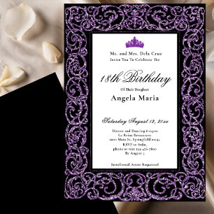 Invitation Début d'anniversaire 18 ans avec une bordure viole
