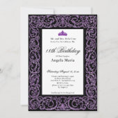 Invitation Début d'anniversaire 18 ans avec une bordure viole (Devant)