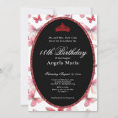 Invitation Début d'anniversaire 18 ans Papillons Rouges (Devant)
