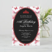 Invitation Début d'anniversaire 18 ans Papillons Rouges (Debout devant)