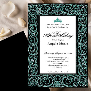 Invitation Début de 18 ans avec une élégante bordure sarcelle