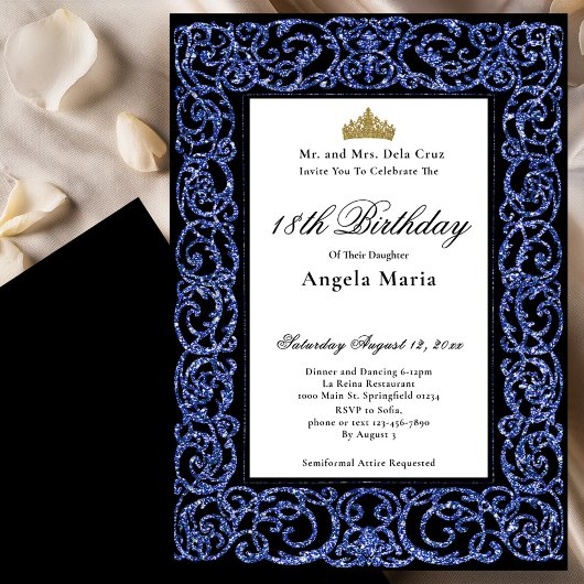 Invitation Début de 18 ans bleu élégant