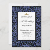 Invitation Début de 18 ans bleu élégant (Devant)