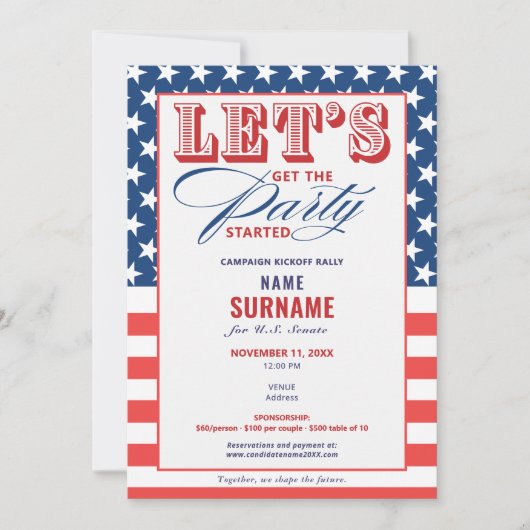 Invitation Début de la campagne de collecte de fonds politiqu (Devant)