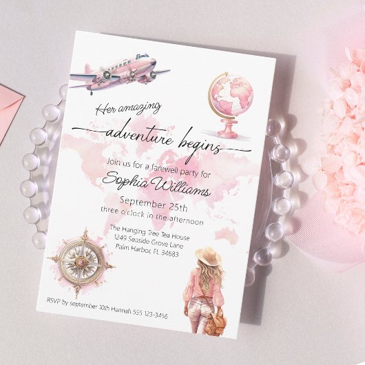 Invitation Début de l'aventure de voyage de la fête d'adieu