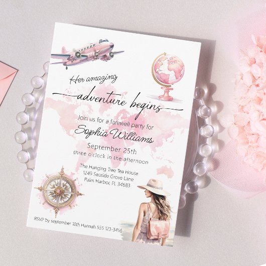 Invitation Début de l'aventure de voyage de la fête d'adieu