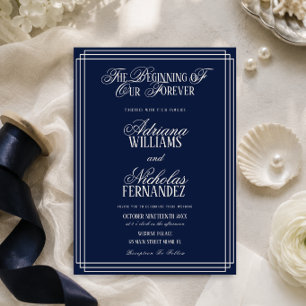 Invitation Début de notre à jamais intemporel mariage Navy