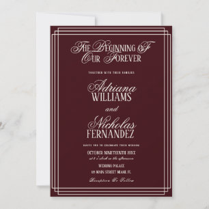 Invitation Début de notre éternité Vieux Argent Mariage Rouge