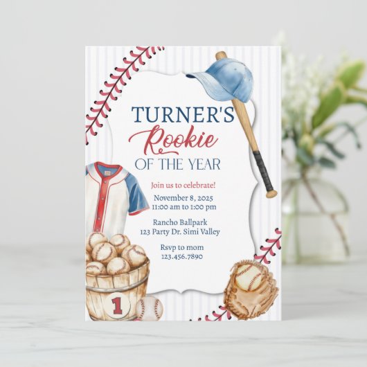 Invitation Débutant de l'année, anniversaire de baseball, Un (Debout devant)