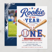 Invitation Débutant de l'année Baseball 1er Anniversaire (Devant / Derrière)