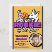 Invitation Débutant de l'année - Basketball avec photo (Devant)