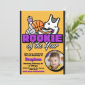 Invitation Débutant de l'année - Basketball avec photo (Debout devant)