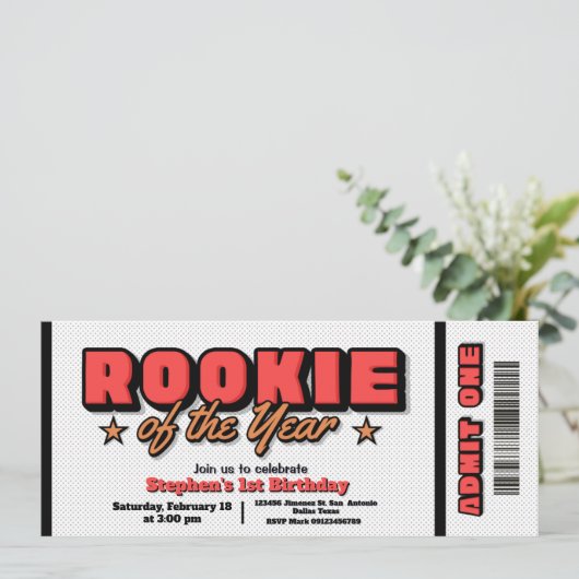 Invitation Débutant de l'année - Billet de basket-ball (Debout devant)