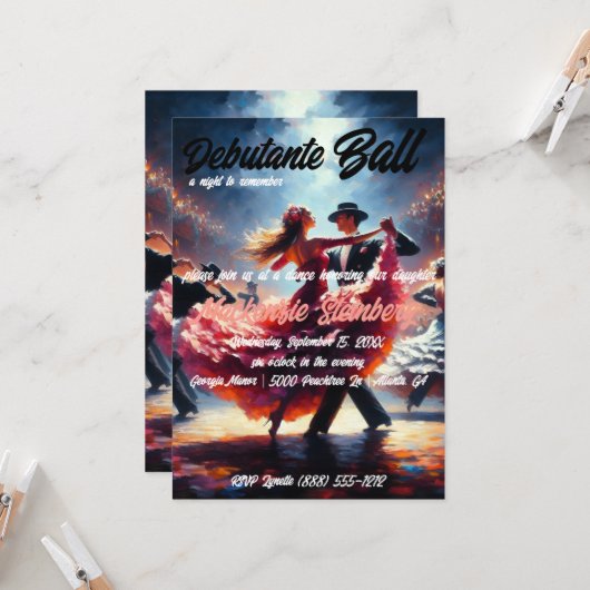 Invitation Debutante Ball Cotillion Danse (Devant/Arrière en situation)