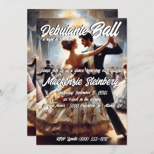 Invitation Debutante Ball Cotillion Danse (Devant / Derrière)
