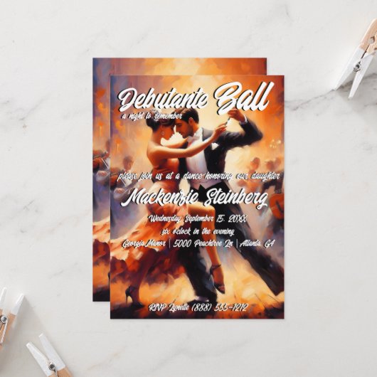 Invitation Debutante Ball Cotillion Danse (Devant/Arrière en situation)