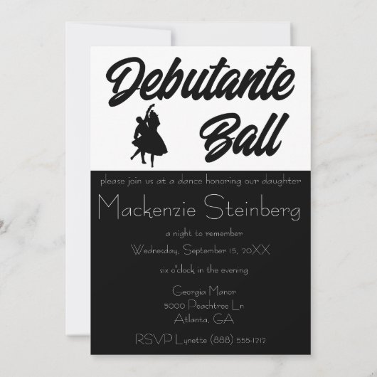 Invitation Debutante Ball Cotillion Danse (Dos)