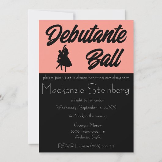 Invitation Debutante Ball Cotillion Danse (Dos)