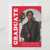 Invitation Décalage Arch Red Photo Graduation Party (Devant)