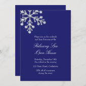 Invitation Décalage bleu de la maison ouverte Flocon de neige (Devant / Derrière)